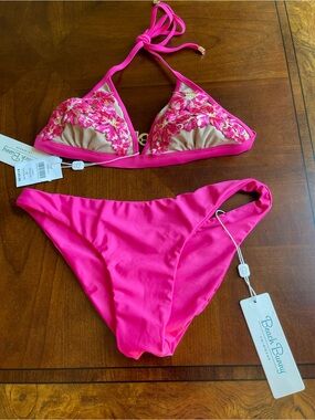 NWT beach bunny bikini hot pink Barbie color Large set
